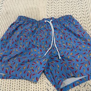 Bonobos Blue Shorts with Red and Yellow Pattern